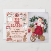 Groovy Christmas Hippie Santa Verjaardag Foto Kaart (Voorkant)