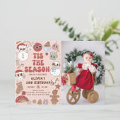 Groovy Christmas Hippie Santa Verjaardag Foto Kaart (Staand voorkant)