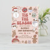 Groovy Christmas Hippie Santa Verjaardag uitnodigi Kaart (Staand voorkant)