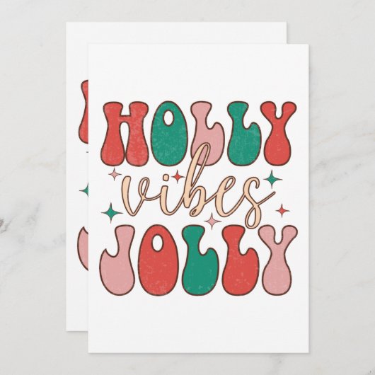 Groovy Christmas Holly Jolly Vibes Retro Happiness Kaart (Voorkant / Achterkant)