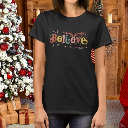 Groovy Christmas Ik geloof dat ik zwanger ben Nieu T-shirt