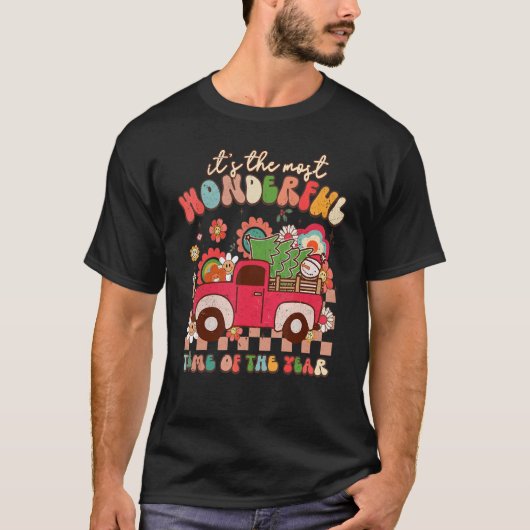 Groovy Christmas It's The Most Wonderful Time Of T T-shirt (Voorkant)