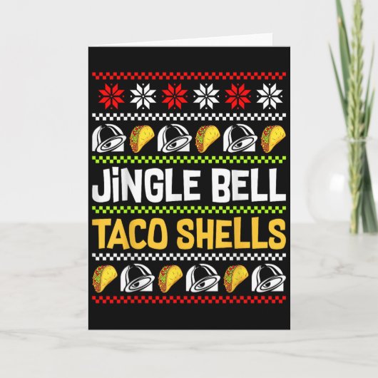 Groovy Christmas Jingle Bells Taco Shells Ugly Xma Kaart (Voorkant)