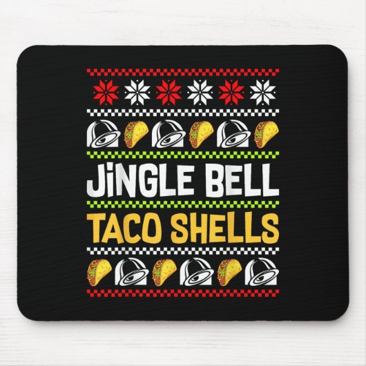 Groovy Christmas Jingle Bells Taco Shells Ugly Xma Muismat (Voorkant)