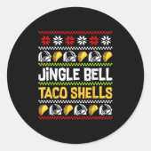 Groovy Christmas Jingle Bells Taco Shells Ugly Xma Ronde Sticker (Voorkant)