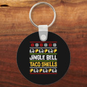 Groovy Christmas Jingle Bells Taco Shells Ugly Xma Sleutelhanger (Voorkant)
