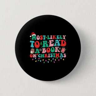 Groovy Christmas leest waarschijnlijk een boek ove Ronde Button 5,7 Cm