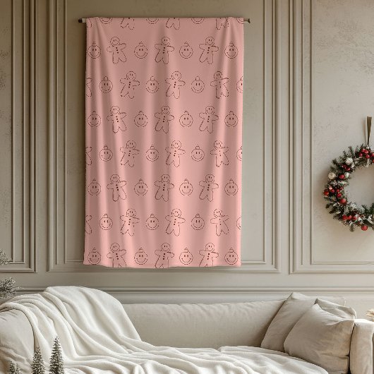 Groovy Christmas Retro Pastel Pink Burgundy 70th Fleece Deken