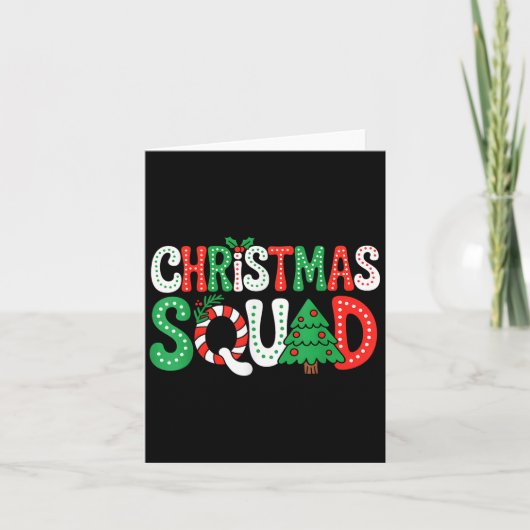 Groovy Christmas Squad Kerstboom Familie Matching Kaart (Voorkant)