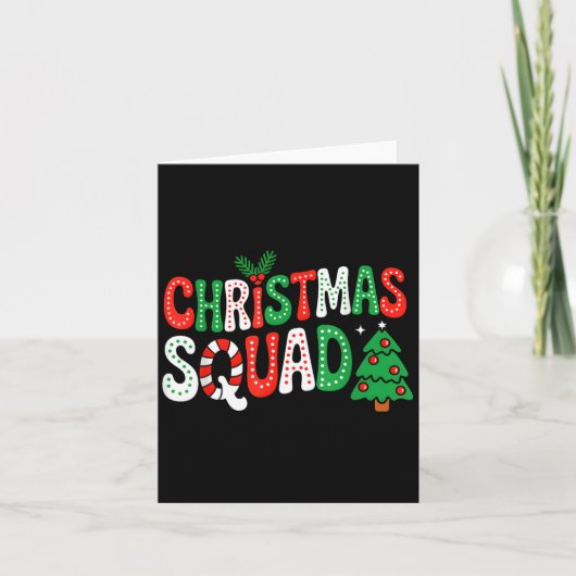 Groovy Christmas Squad Kerstboom Familie Matching Kaart (Voorkant)