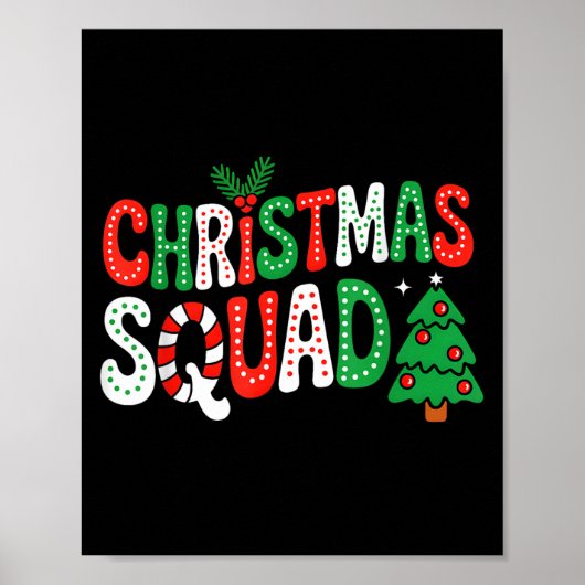 Groovy Christmas Squad Kerstboom Familie Matching  Poster (Voorkant)