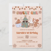 Groovy Christmas Sweet One 1e verjaardagsfeestje Kaart (Voorkant)