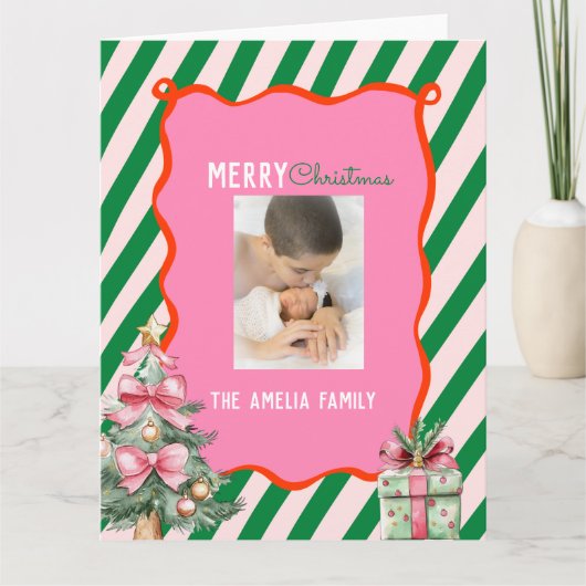 Groovy Christmas Tree Doodle Photo  Kaart (Voorkant)