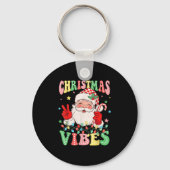 Groovy Christmas Vibes Santa Claus Kerstvakantie I Sleutelhanger (Voorkant)