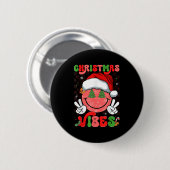 Groovy Christmas Vibes Smile Face Santa Hat Xmas M Ronde Button 5,7 Cm (Voorkant /achterkant)