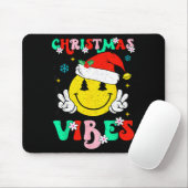 Groovy Christmas Vibes Smile Face Santa Hat Xmas T Muismat (Met muis)