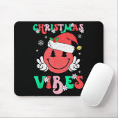 Groovy Christmas Vibes Smile Face Santa Hat Xmas T Muismat (Met muis)