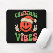 Groovy Christmas Vibes Smile Face Santa Hat Xmas T Muismat (Met muis)