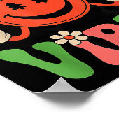 Groovy Christmas Vibes Smile Face Santa Hat Xmas T Poster (Hoek)