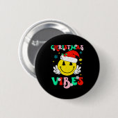 Groovy Christmas Vibes Smile Face Santa Hat Xmas T Ronde Button 5,7 Cm (Voorkant /achterkant)