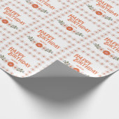 Groovy Classic Daisy Flora Leaf Gelukkige Verjaard Cadeaupapier (Hoek)