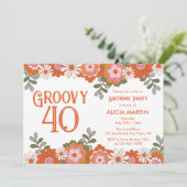 Groovy Classic Hippie Flora Leaf Verjaardag Kaart (Staand voorkant)