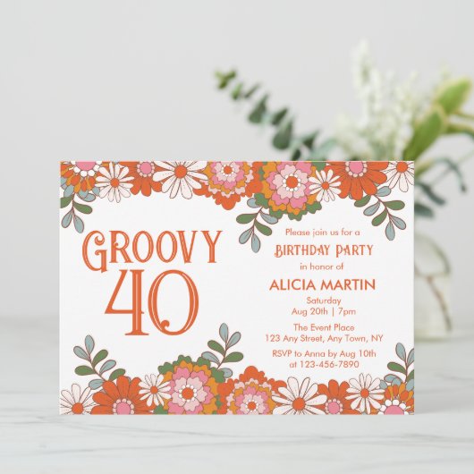 Groovy Classic Hippie Flora Leaf Verjaardag Kaart (Staand voorkant)