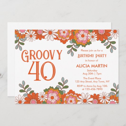 Groovy Classic Hippie Flora Leaf Verjaardag Kaart (Voorkant / Achterkant)