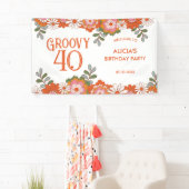 Groovy Classic Hippie Flora Leaf Verjaardag Spandoek (Insitu)
