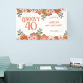 Groovy Classic Hippie Flora Leaf Verjaardag Spandoek (Beurs)