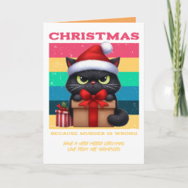 Groovy Claus Funny Cat Retro Christmas Photo Feestdagen Kaart