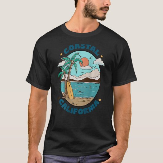  Groovy Coastal Cali Beach Zomervakantie T-shirt (Voorkant)