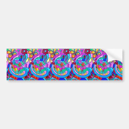 groovy colored hippie style bumper sticker (Voorkant)