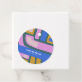 Groovy Colorful Abstract Blue Custom Bat Mitzvah Bedankjes Labels (In situ)