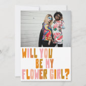 Groovy Colorful Bloemenmeisje Fotovoorstel Kaart (Voorkant)