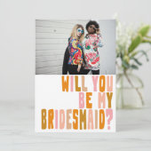 Groovy Colorful Bridesmaid Photo proposal Kaart (Staand voorkant)