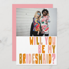 Groovy Colorful Bridesmaid Photo proposal Kaart
