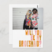 Groovy Colorful Bridesmaid Photo Voorstel Briefkaart (Voorkant / Achterkant)
