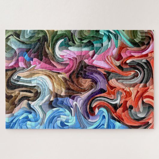 Groovy Colorful Fluid Patchwork Abstract Mosaic Legpuzzel (Horizontaal)