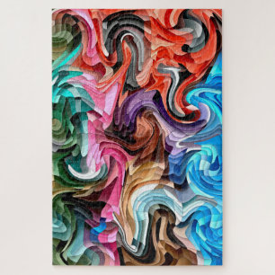 Groovy Colorful Fluid Patchwork Abstract Mosaic Legpuzzel