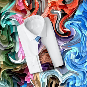 Groovy Colorful Fluid Patchwork Abstract Mosaic Stropdas