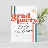 Groovy colorful grad card with graduation  kaart (Staand voorkant)
