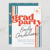 Groovy colorful grad card with graduation  kaart (Voorkant / Achterkant)