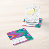 Groovy Colorful Green Paars Retro Wedding Custom Kartonnen Onderzetters (Insitu)