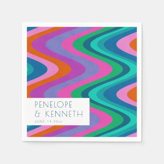 Groovy Colorful Green Paars Retro Wedding Custom Servet (Voorkant)
