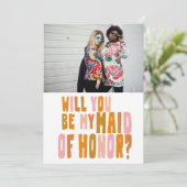 Groovy Colorful Maid of Honor Photo proposal Kaart (Staand voorkant)
