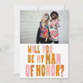 Groovy Colorful Man of Honor Photo proposal Kaart (Voorkant)
