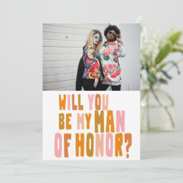 Groovy Colorful Man of Honor Photo proposal Kaart