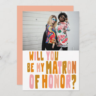 Groovy Colorful Matron Honor Photo proposal Kaart