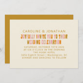 Groovy Colorful Pink and Oranje Lettering Wedding Kaart (Voorkant / Achterkant)
